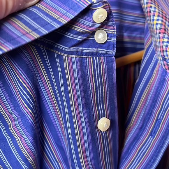 Tailorbyrd striped blue with multicolored rainbow stripe embroidered detail - Picture 4 of 6